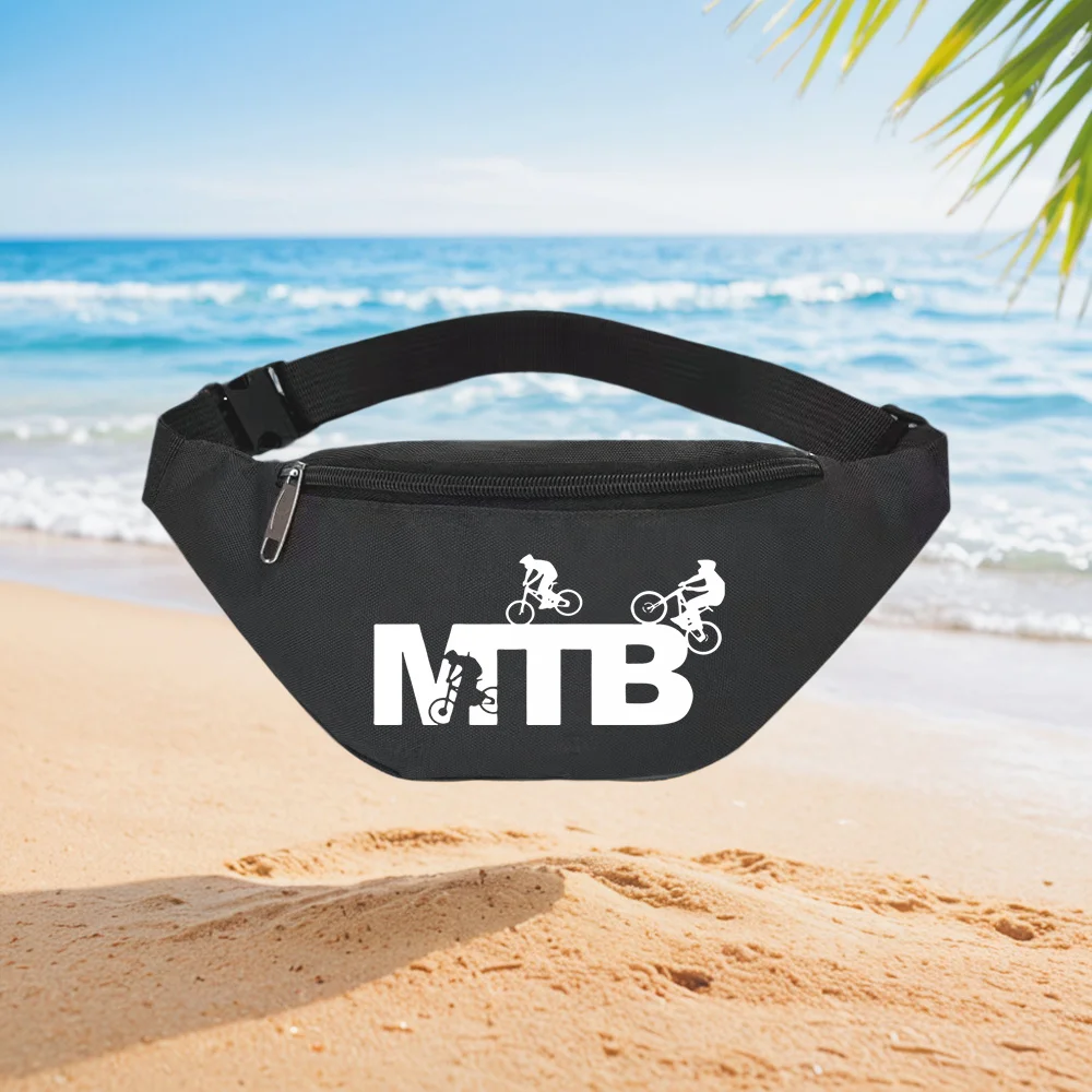 

MTB Mountain Bike Rider Silhouette Graphic Design Waist Backpack Crossbody Chest Bag Street Casual Sporty Fashionable Simple Uni