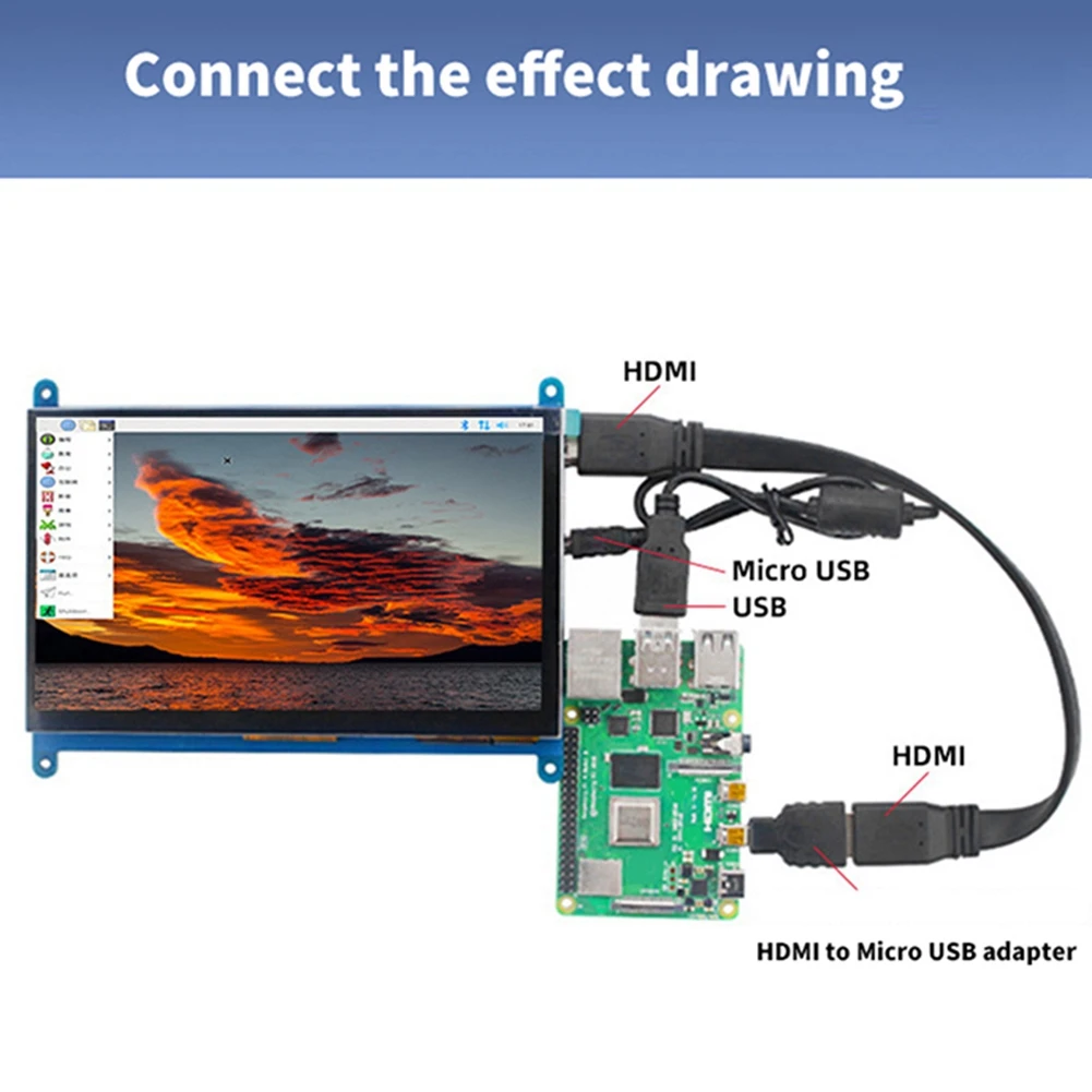 newA10R For 5 7 Inch Touch Screen 800x480 IPS Display with Holder -Compatible Interface Capacitive Monitor