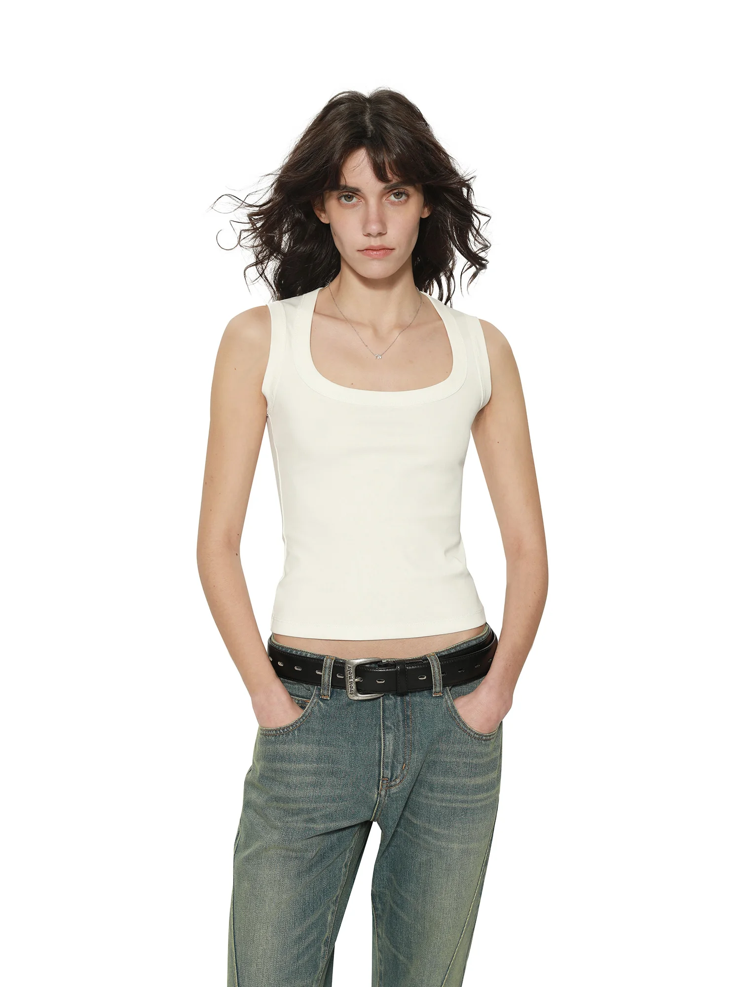 

TROU NOIR Bla Hole, новый летний женский жилет с U-образным вырезом, базовый слой, майка, повседневная одежда для поездок на работу, смесь хлопка