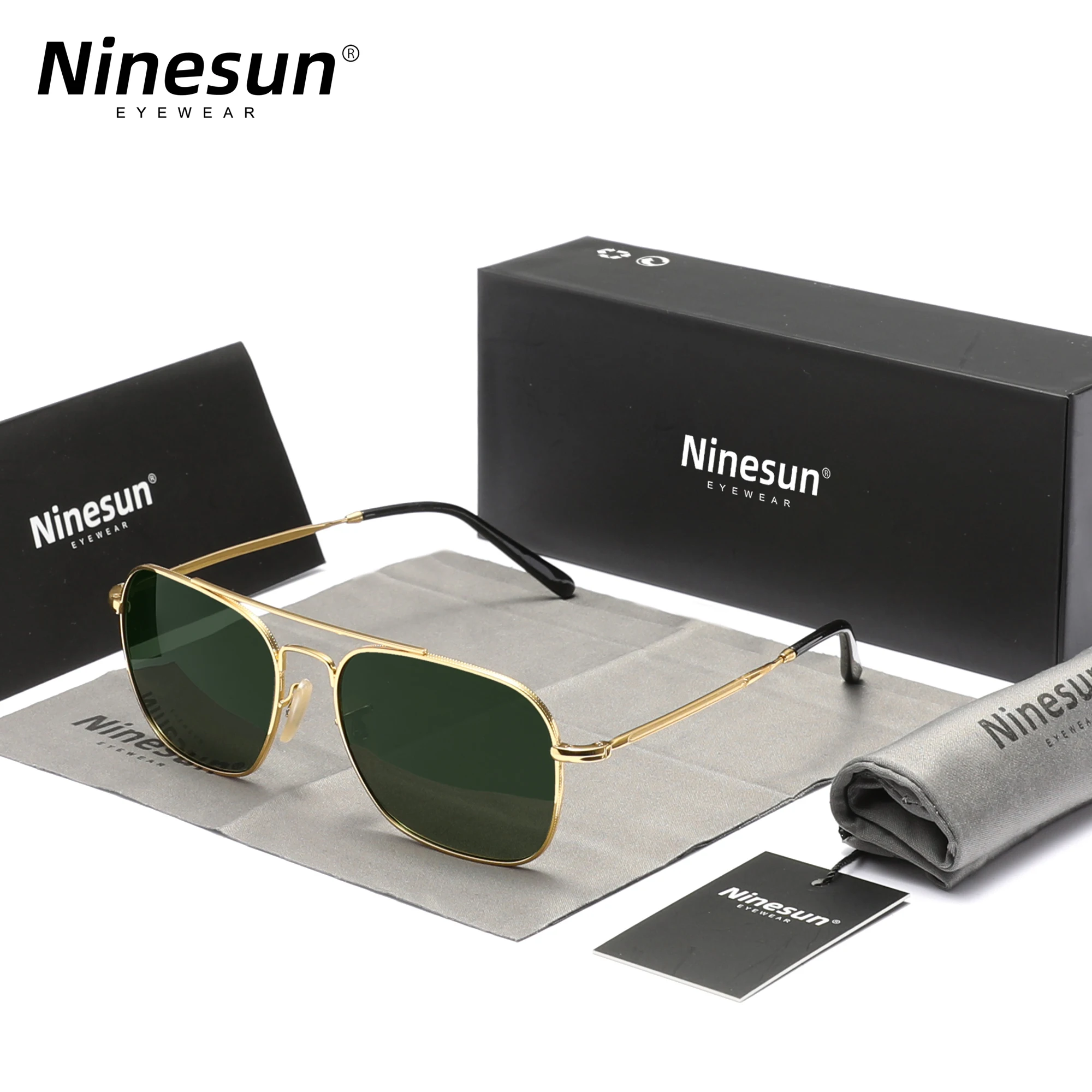 

NINESUN UV400 Men‘s Sunglasses Polarized Women Fashion Vintage Square Alloy Frame Anti-glare Glassses Classic Luxury Eyewear