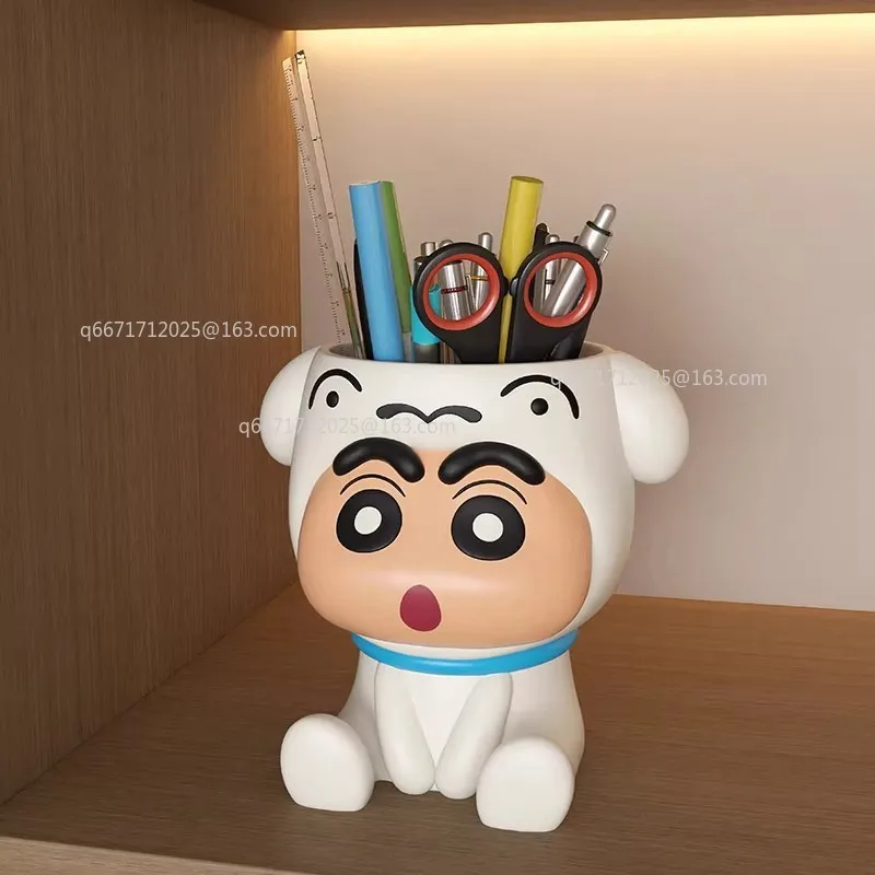 Figurki z anime Crayon Shin-chan, gadżety, ozdoby dekoracyjne z kreskówek, pudełko do przechowywania, akcesoria na biurko, organizer, pojemniki na długopisy, prezent