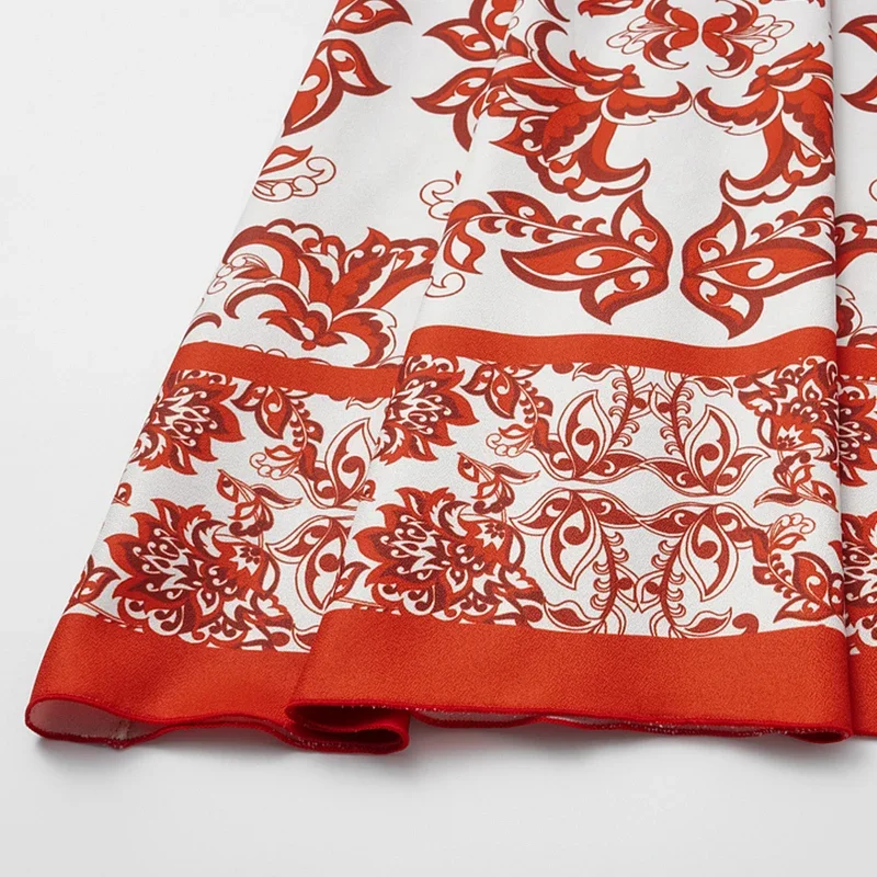 Retro Women Bikini Set Swimwear Women Red Flower Totem Pattern Print Bikini Female Biquini Push Up Swim Suit Bodysuit Beachwear