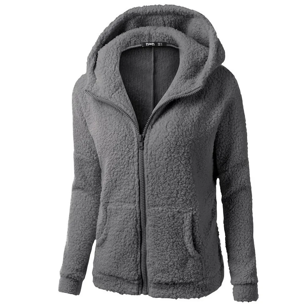 Zachte Winter Dames Capuchon Overjas Koreaanse Warme Jassen Mode Nieuwe Dikke Rits Herfst Fleece Jas Jas Куртка Женская