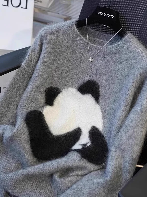 

Женский круглый свитер Ne Camere Thiened, свободный вязаный утягивающий свитер, удобный, приятный для кожи, винтажный слэ