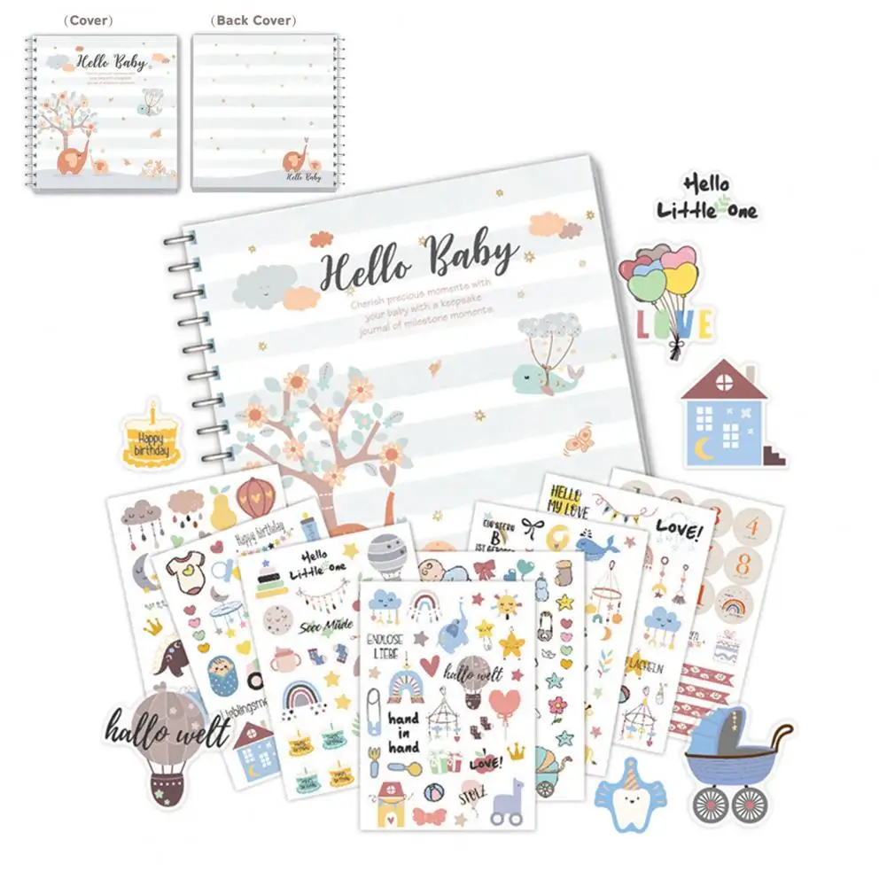 赤ちゃんの成長記録,成長のためのマイルストーンアルバム,DIYスクラップブック,赤ちゃんの成長のためのステッカー