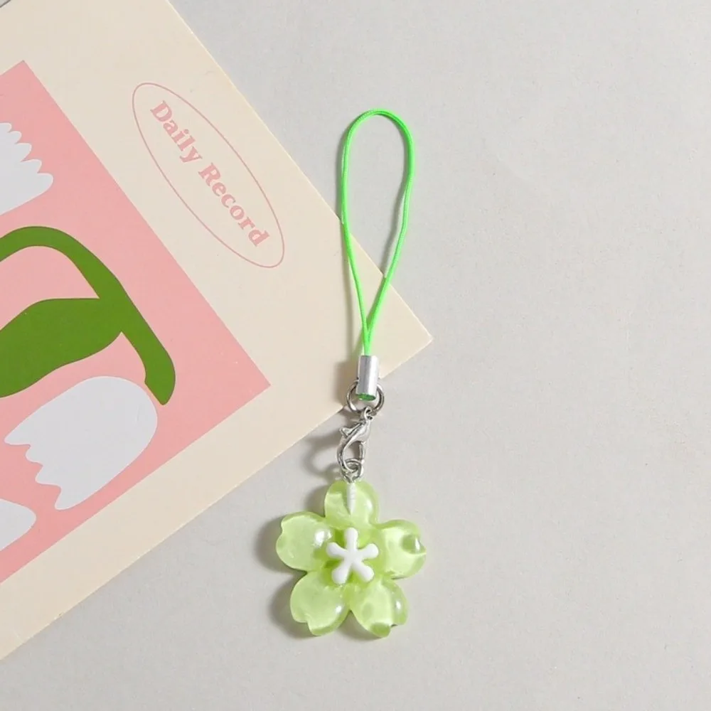 

New Colorful Cherry Blossom Keychain Resin INS Mobile Phone Lanyard Keyring Backpack Decoration