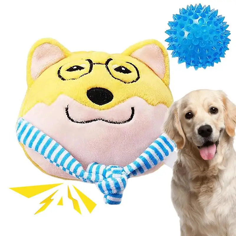 Dog Toy Interactive Fun Puppy Squeaker Plush With Squeaky Ball Funny Soft Bite-Resistant Dog Sound Toys For Small Medium Dog