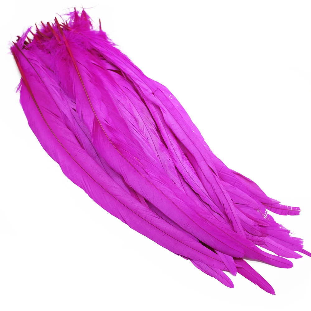 100Pcs 25-45cm Colored Rooster Feathers Coque Feather Craft Costume Fly Tying MaterialLong Pheasant Carnival Wedding Decoration