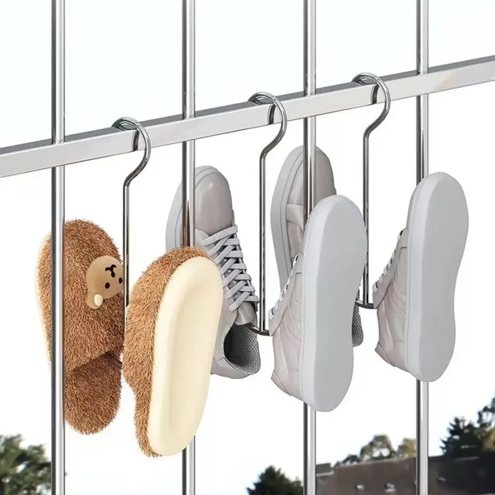 New Stainless Steel Shoe Drying Rack Hanging Windproof Drying Shoe Hook Space Saving Shoe Rack