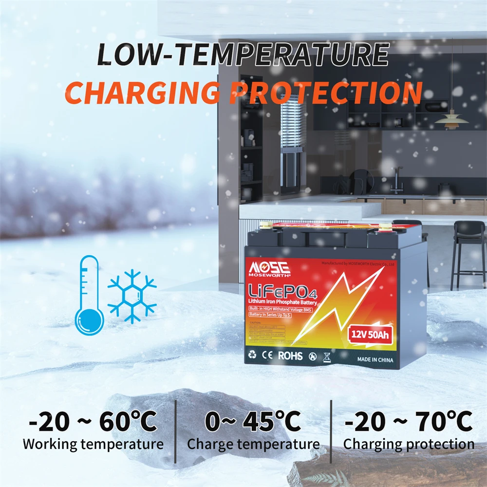 بطارية ليثيوم 12 فولت 50 أمبير LiFePO4 بطارية دورة عميقة مدمجة 50A BMS للتخزين المنزلي محرك التصيد RV النظام الشمسي خارج الشبكة #5