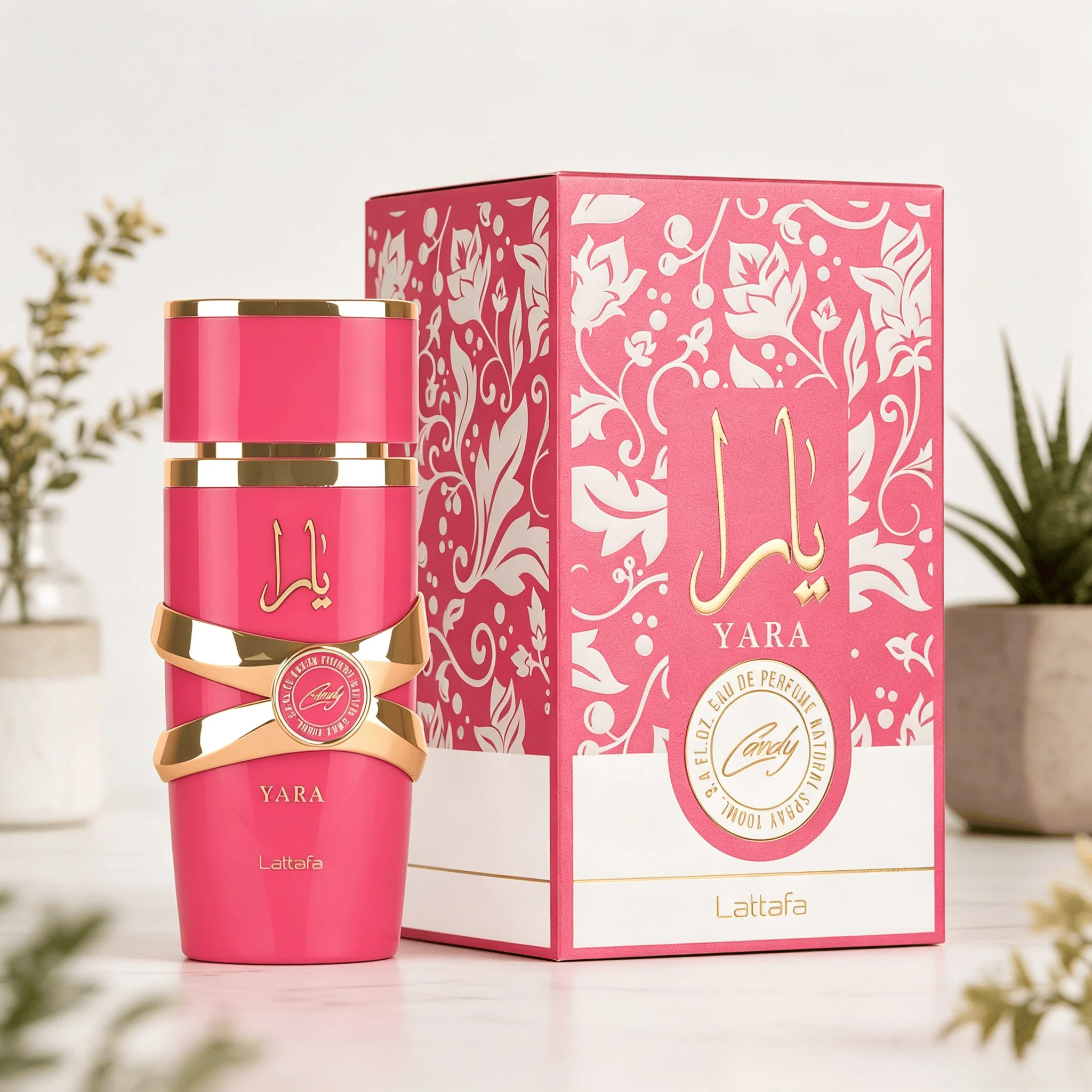 YARA LATTAFA Yara Candy Eau De Parfum 100ML With Original Gift Box Long Lasting Sweet Candy Floral Vanilla Fragrance Women Perfume Glossy Hot Pink Gold Luxury Bottle Romantic Scent Dating Wedding Gift for Ladies view 2