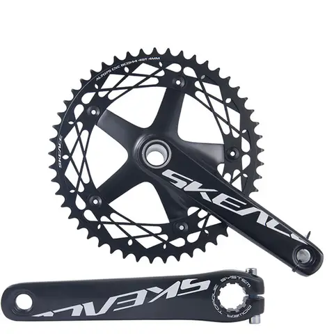 144bcd SKEACE Vevparti 165 mm vevstakar för Pixie fixed gear track silver ultralätt single crown 48t 49t Integrerad vev 10 best sales silverfärgad vevparti - №3