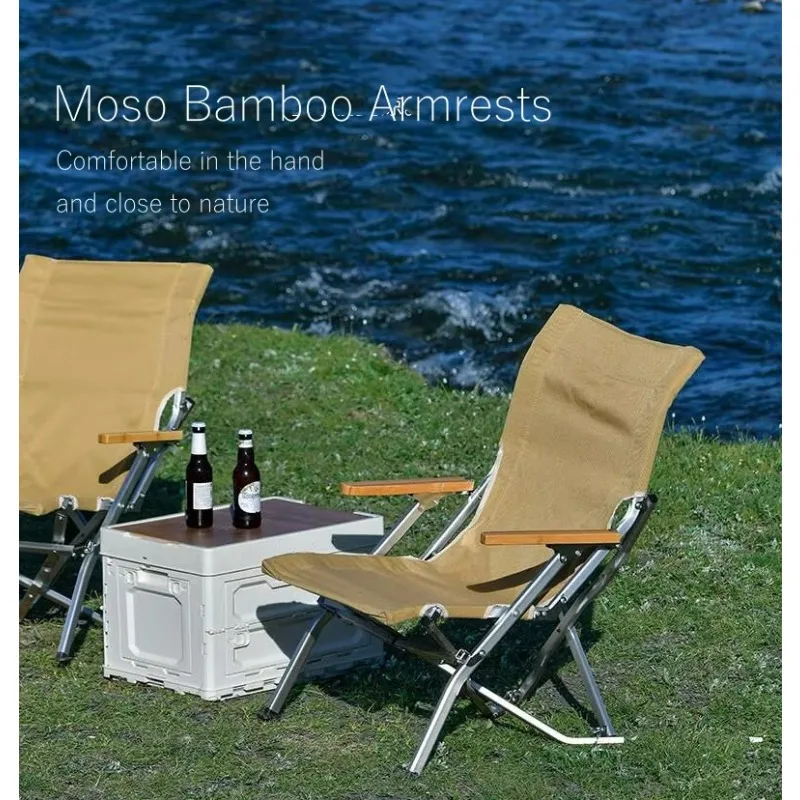 Silla de Camping novedosa de lona 1680D, silla de Camping plegable portátil para exteriores, silla con sello de piel con respaldo alto