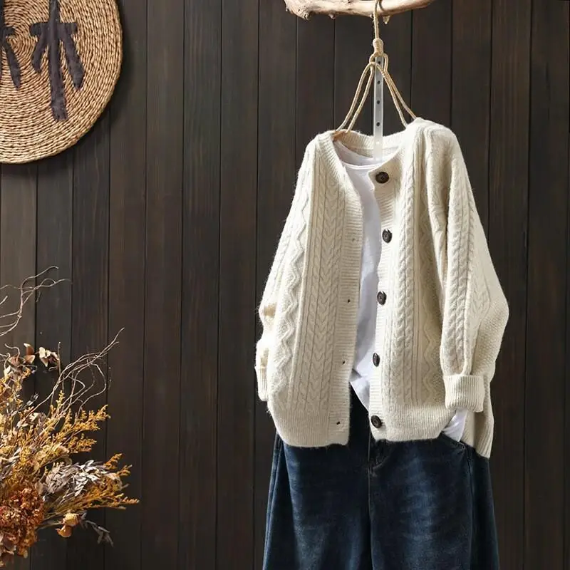 

Sweaters coat Early Spring and Autumn 2024 New Hot Style Women's Tops Loose Twist Women's Sweaters Knitted Cardigan Jackets