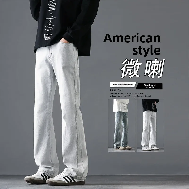 

Faionable Loose Men's Jeans High Street American Sle Casual Elastic Waist Straight Leg Cotton Polyester Blend Spring Autumn