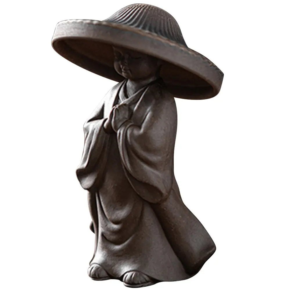 

Керамический чайный питомец ручной работы в виде маленького монаха, многофункциональный чайный фильтр для декора офисного стола, дома и жилых помещений