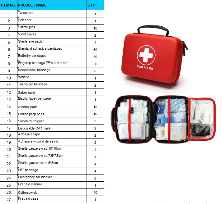 228pcs First Aid Kit Bag, Waterproof PU Portable Emergency Medical First Aid Kit For Household Travel Camping Medicine Survival