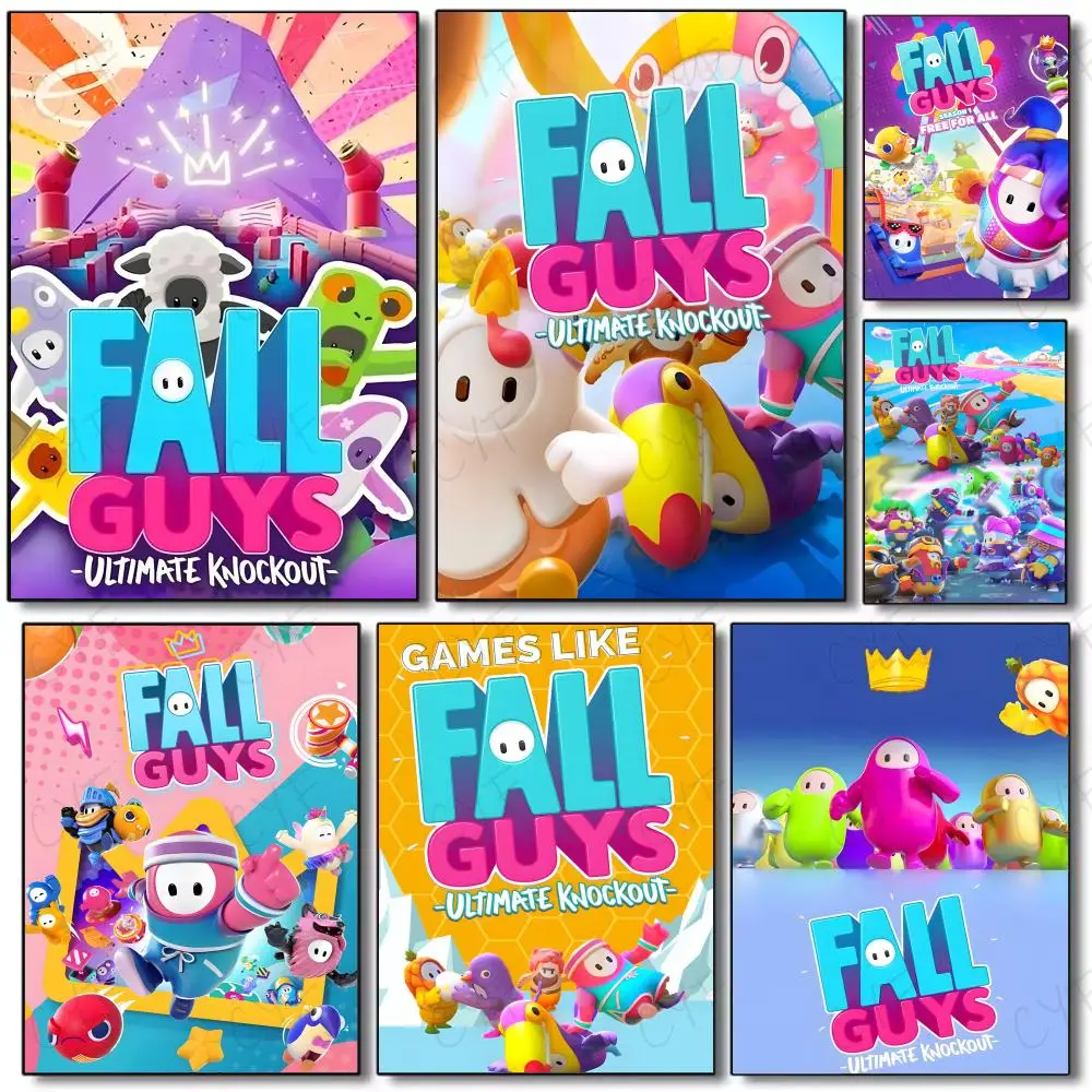 Póster de personaje bonito de juego de rol F-Fall Guys-MT, pintura autoadhesiva con impresiones, regalo de decoración para el hogar, dormitorio y sala de estar