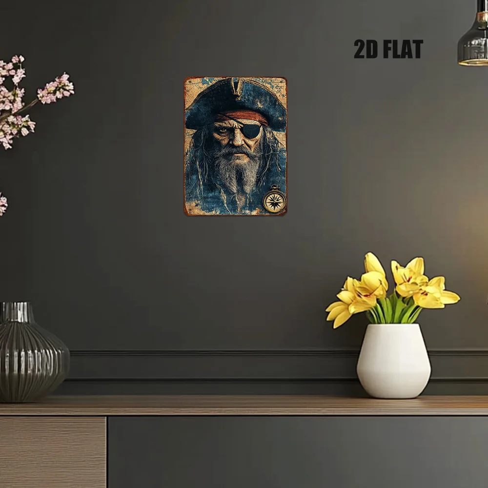 1 لوحة معدنية مسطحة ثنائية الأبعاد لصورة قرصان، مناسبة للديكور الفني مثل الداخلي والخارجي والمكتب. #6