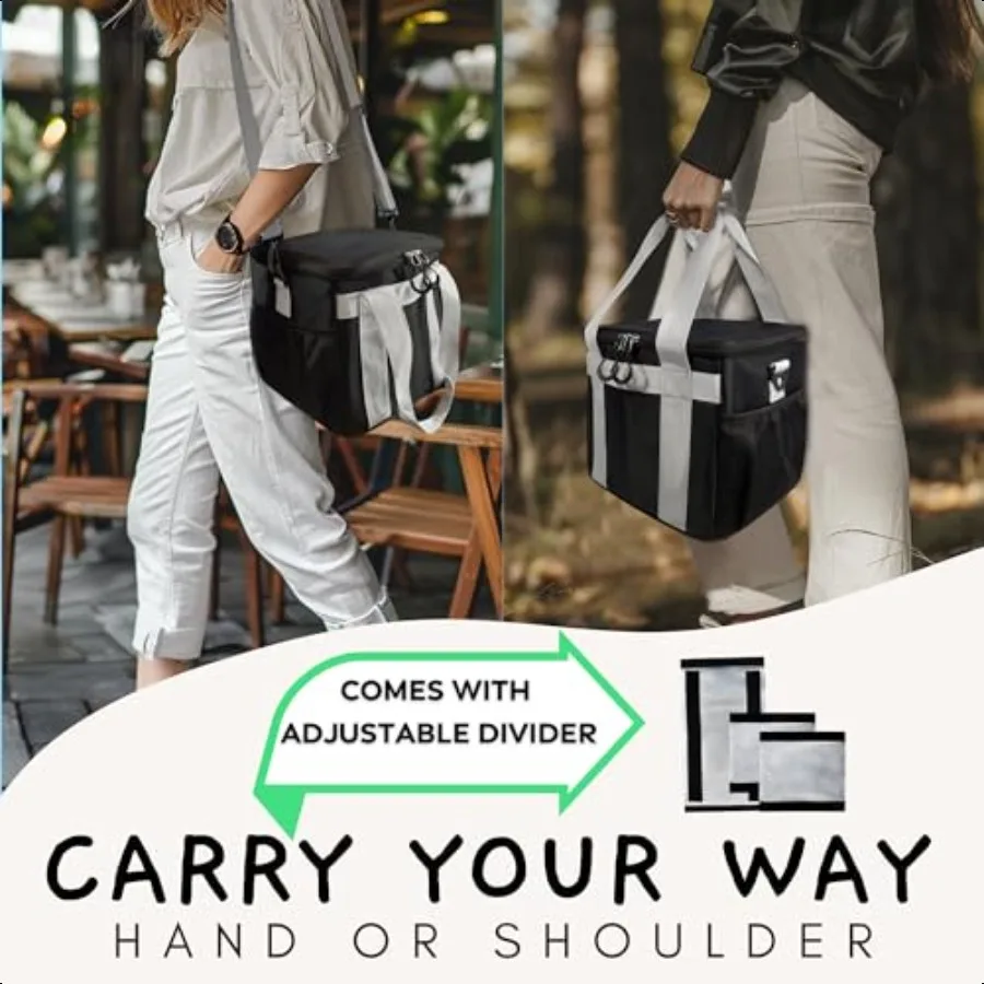 Reusable Insulated 4 Cups 1680D Carrier Adjustable Portable Drink Holder Tote with Handle MultiCompartment Caddy for Hot Cold B