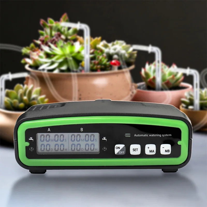 Automatic Double Pump Watering Device Set for 20 Potted Plants Drip Irrigation System Kit 30-Days Programmable Watering Timer