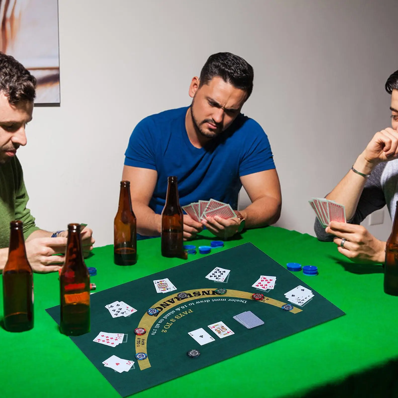 Double Sided Poker Game Mat Craps Table Blackjack Casino Felt Roll-up Casino Roulette Tabletop Mat For Family Night Gathering