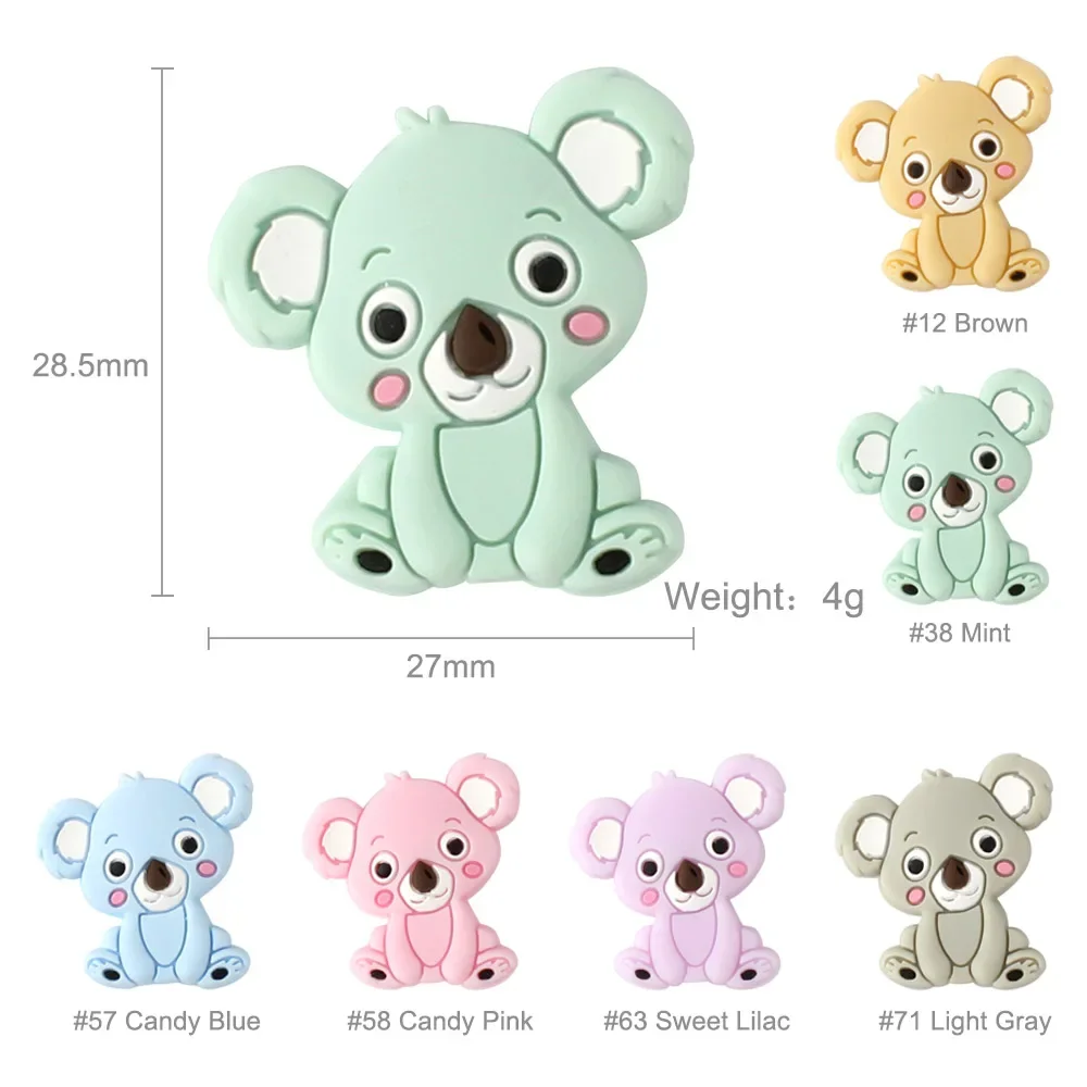 Cartoon Koala loose beads DIY soothing chain silicone teether bite music teether stick