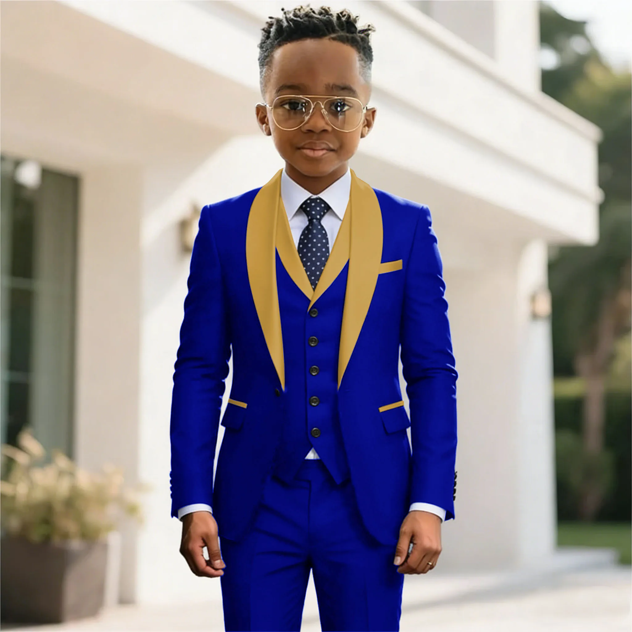 

Детский костюм для мальчиков: пиджак, жилет, брюки (3 предмета) – для свадьбы, вечеринки, выпускного, выступлений.