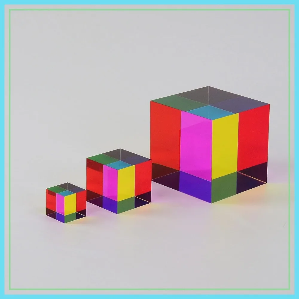 95mm Optical Color Cube - Cyan, Magenta, Yellow - Subtractive Color Mixing Science Toy
