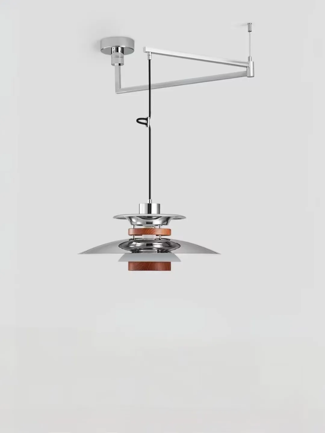 Bauhaus vintage restaurant chandelier, high end industrial style chandelier, minimalist Italian eye friendly disc bar lamp