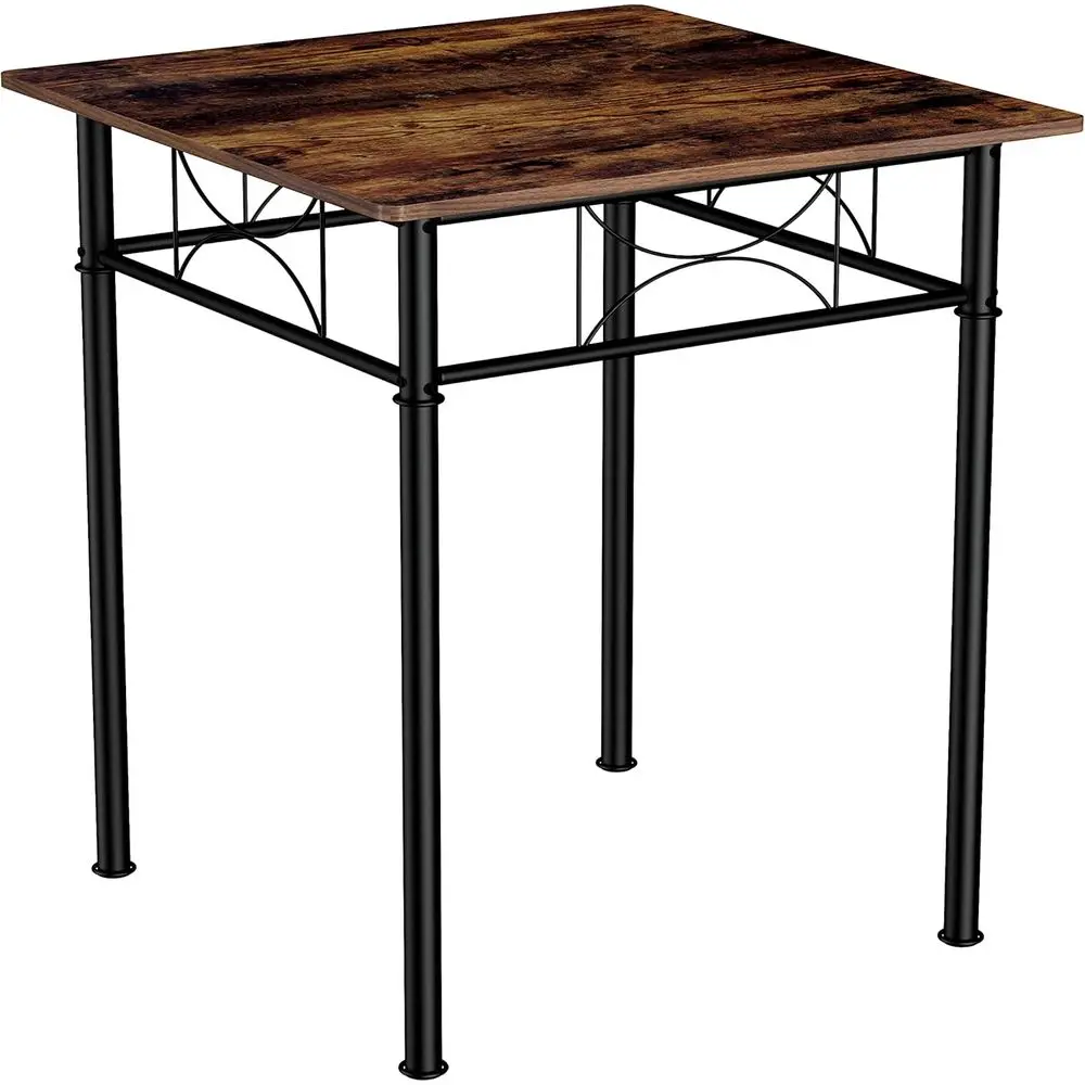 Compact 3-Piece Dining Set: Iron and Wood Square Table with 2 Chairs for Kitchen & Dining Room