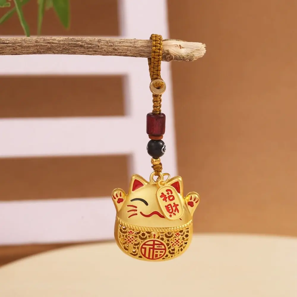 

Chinese Style Pendant Lucky Cat Key Chain Hand-woven Short Lanyard Key Chain Strap Car Pendant Maneki Neko Pendant Decoration