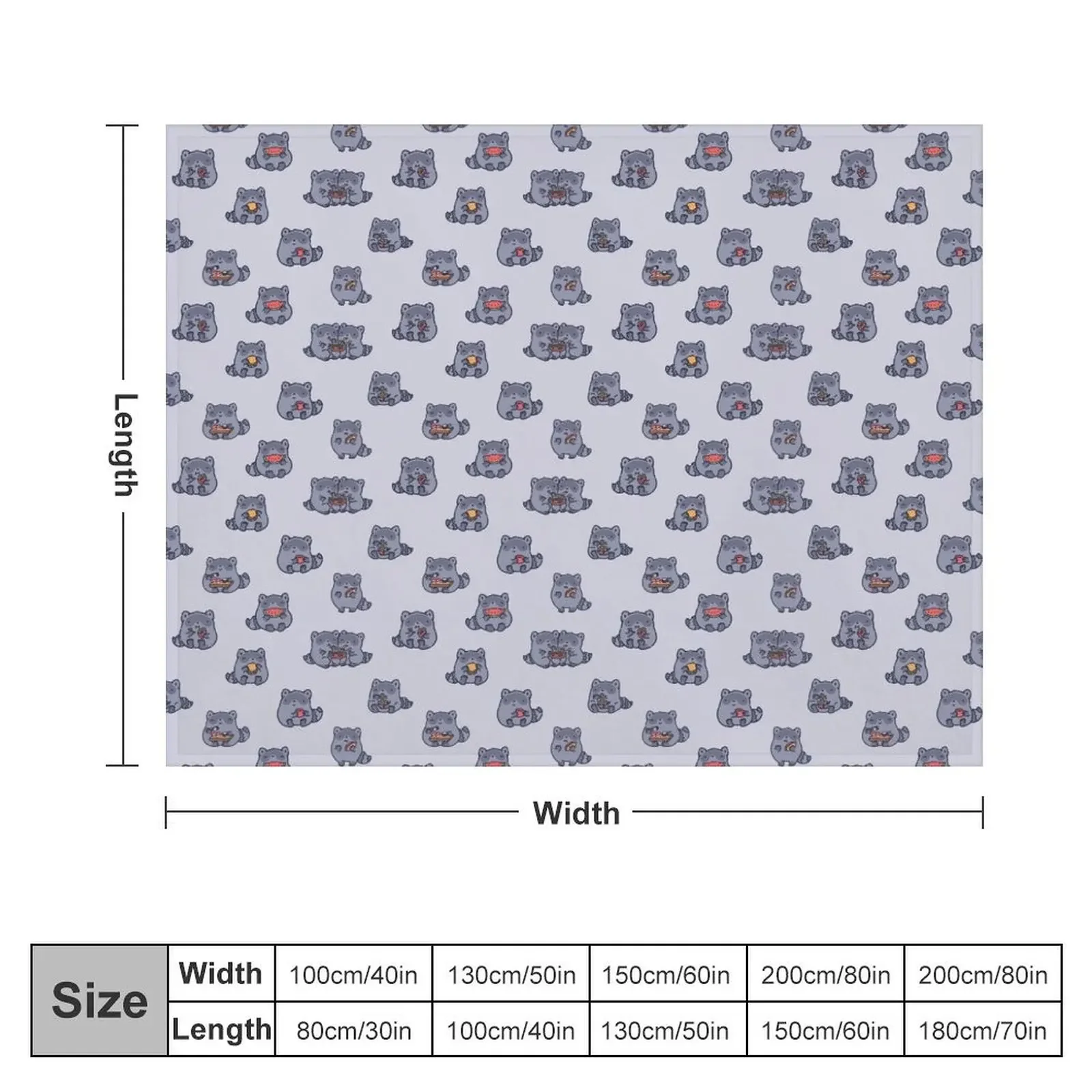 Cute raccoons eating food pattern Throw Blanket Fashion Sofas Flannel Fabric Blankets