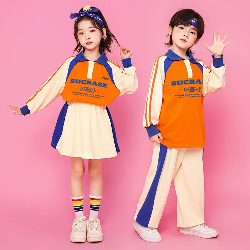 Mädchen Kleidung Hip Hop Street Dance Outfits Jungen Patchwork Sweatshirt Casual Cargo Hosen Set Kinder Jazz Tanzen Bühne Kostüm