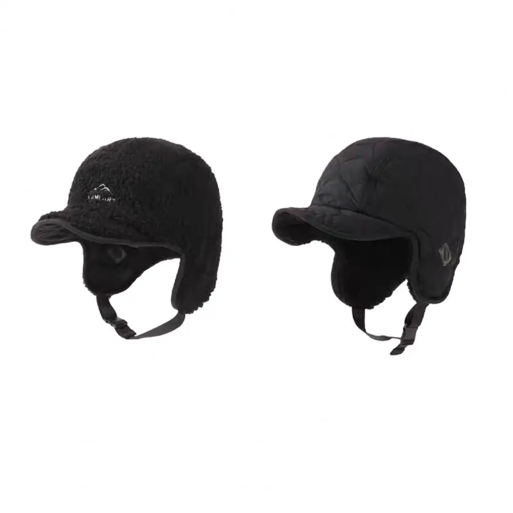 Faux Fur Hat Waterproof Lei Feng Hat with Ear Flaps Thickened Plush Lining Winter Cap Windproof Resistant Outdoor for Men