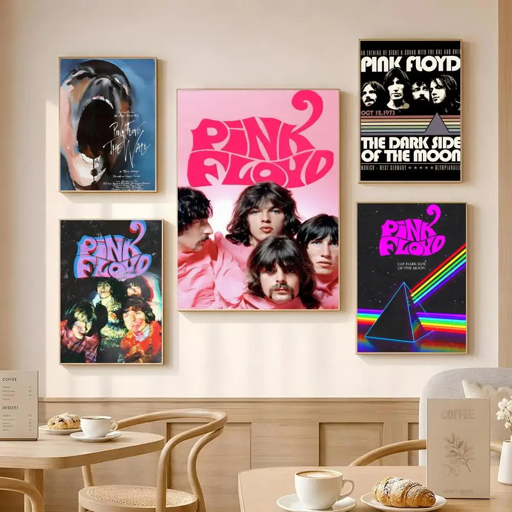 Band Pink Floyd Poster Poster Self-adhesive Art Waterproof Paper Sticker Coffee House Bar Room Wall Decor