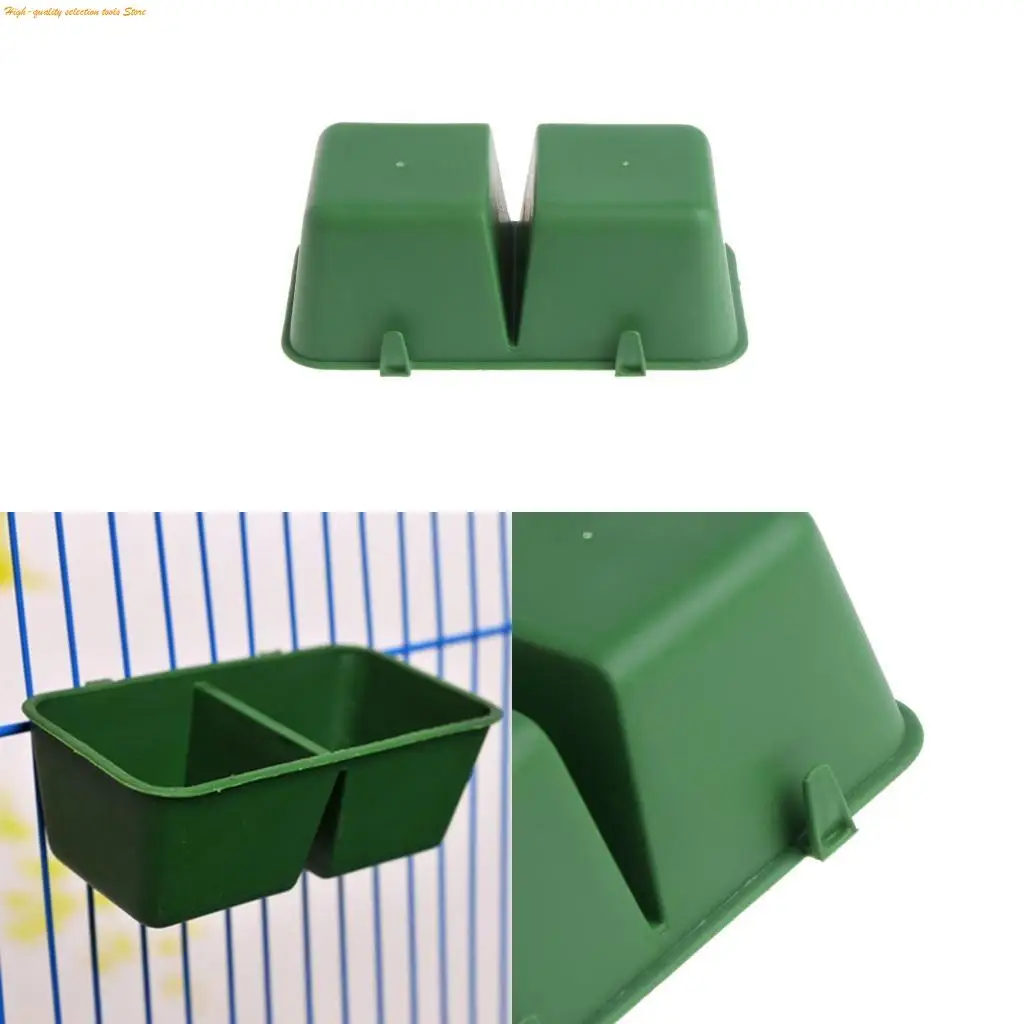 203F Chicken Water Cup with Hooks Cage Hanging Plastic 2-Cup Bowl for Pigeons
