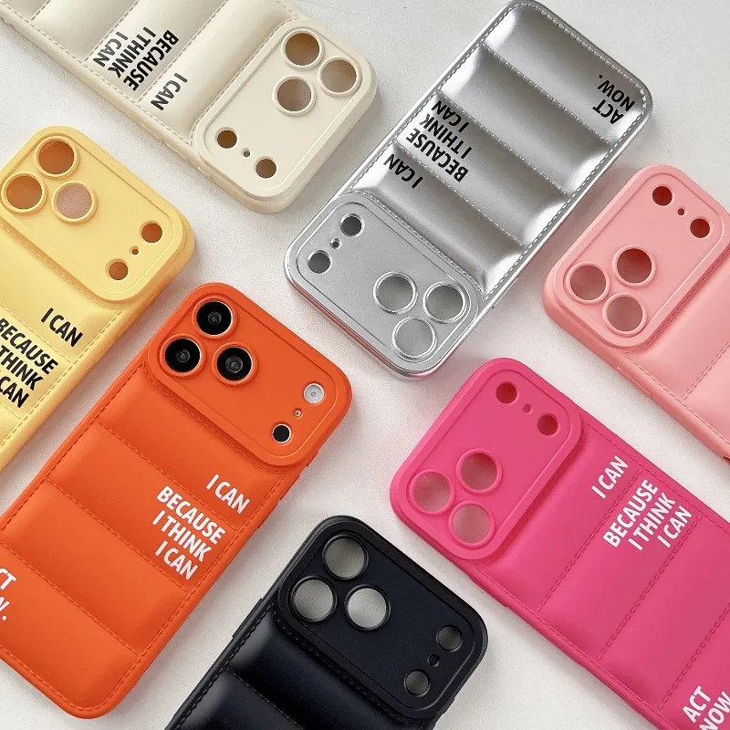Best-Selling Creative New Puffer-Style Letter-Printed Phone Case For iPhone 18 Pro Max 17 16 15 14 13 Upgraded Anti-Drop Cover