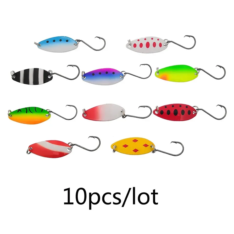 OUTKIT 10 pièces mélange de couleurs 4.1 cm 6.5g cuillère de pêche leurre appât de natation Isca artificiel truite leurre Pesca matériel de pêche Truite cuillères