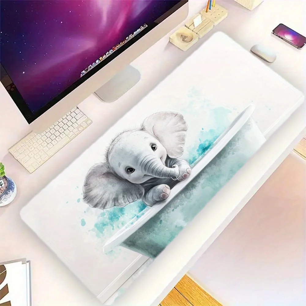

Cute Baby Elephant in Bathtub Large Gaming Mouse Pad XXL Extended Desk Mat Waterproof Non-Slip for Office Home Decor