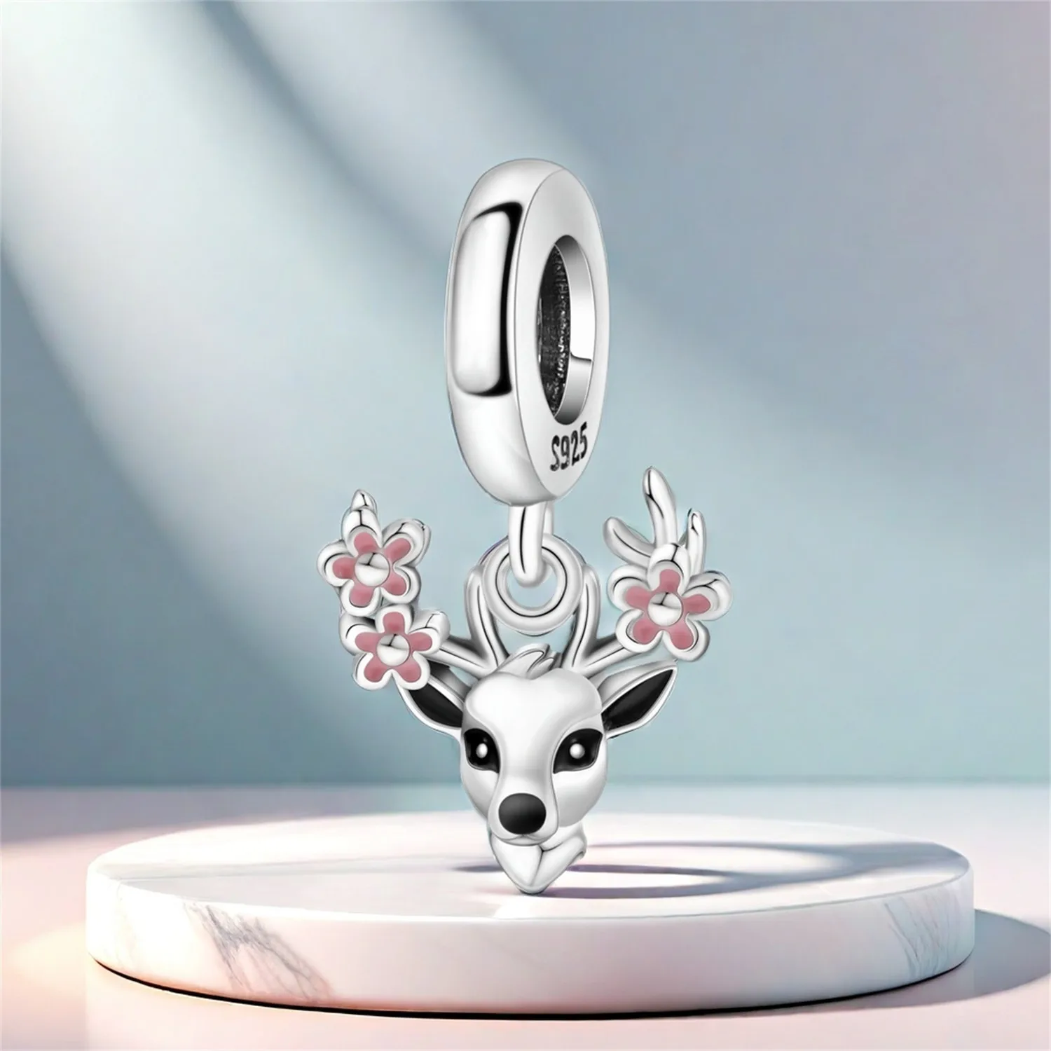 925 Sterling Silver Cute Sika Deer Pendants Bracelet Charms Fit Bangle For Women Jewelry Party Beads Fine Gifts DIY Accessory