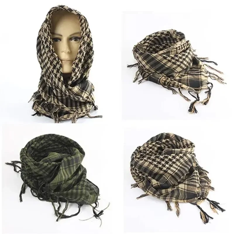 Arab Square Scarf Muslim Shawl Plaid Stripe Printed Outdoor Scarf Wind and Sand Neck Cover