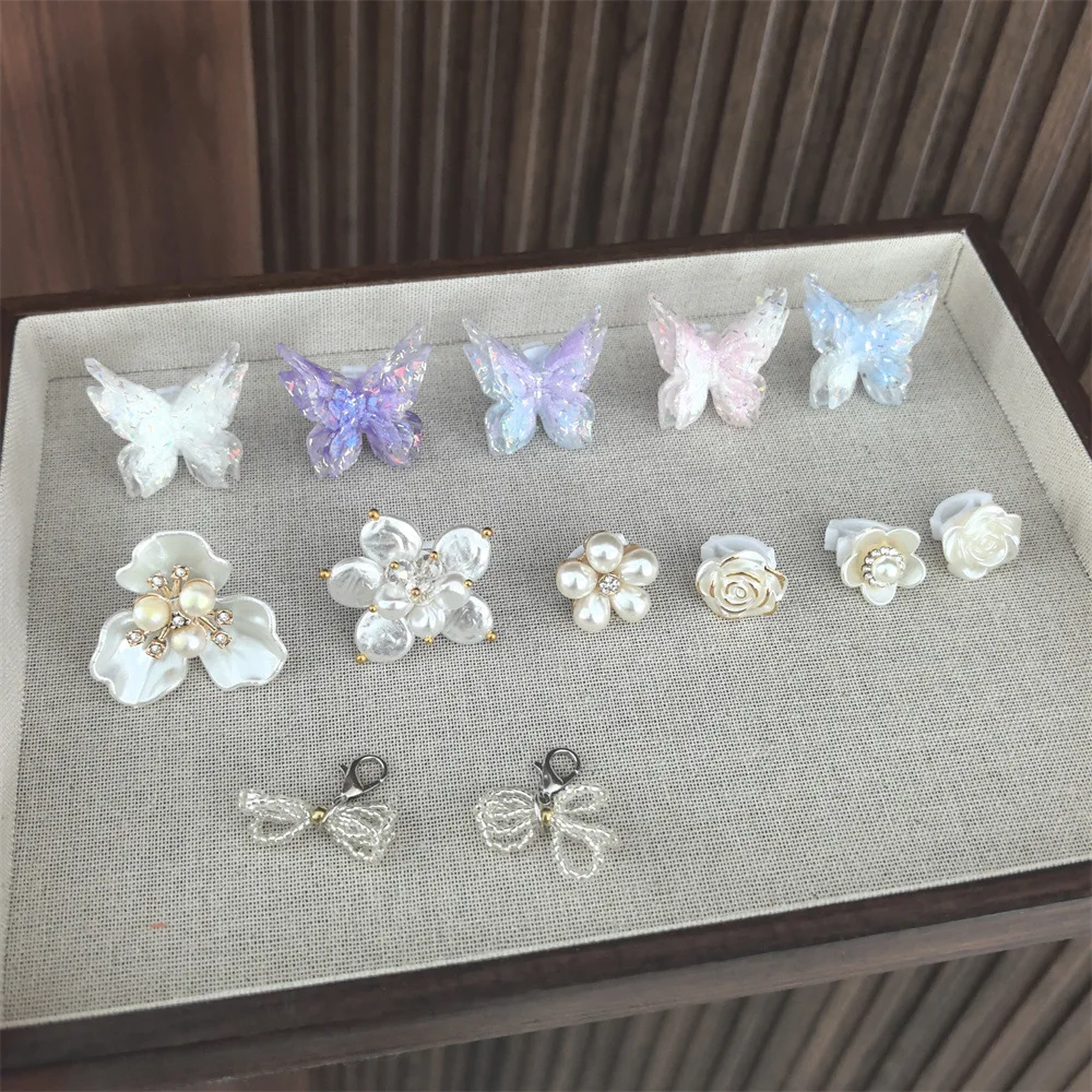 1 Stück fortschrittliche Perlen-Blumen-Schnürsenkel mit modischem Schmetterlings-Charm, DIY-Sneaker-Dekoration, einzigartiges Accessoire für Schuhdekorationen – Detail 7