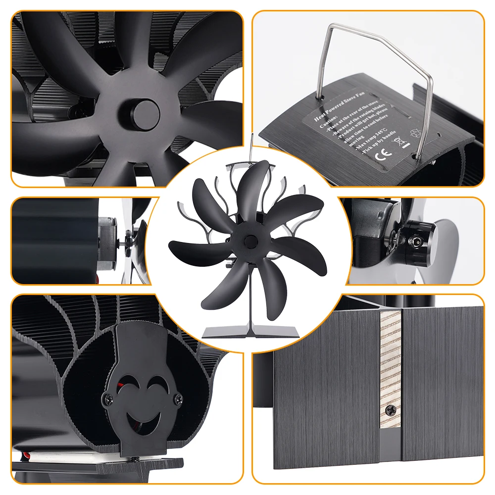 Ventilatore per stufa alimentato a calore a 7 pale Mini ventilatore per camino bruciatore a legna Eco-Fan riscaldatore per ventola per camino silenzioso distribuzione efficiente del calore