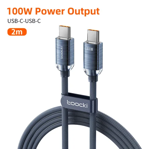 Кабель Toocki PD100W USB C-C для быстрой зарядки iPhone 15 и Samsung — фото товара