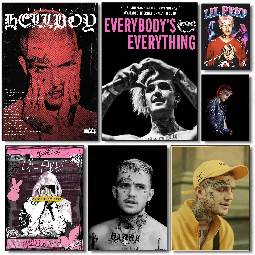 Rapper Lil Peep Hell Boy Poster HD Art Sticky Wall Wasserdicht Zuhause Wohnzimmer Schlafzimmer Bar Ästhetische Dekoration