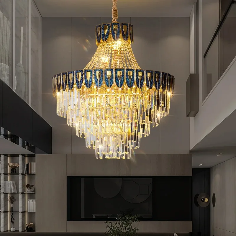 

Duplex Building Light Luxury Crystal Chandelier Luxurious Atmosphere High-End Modern Living Room Main Light Villa Light Fixtures