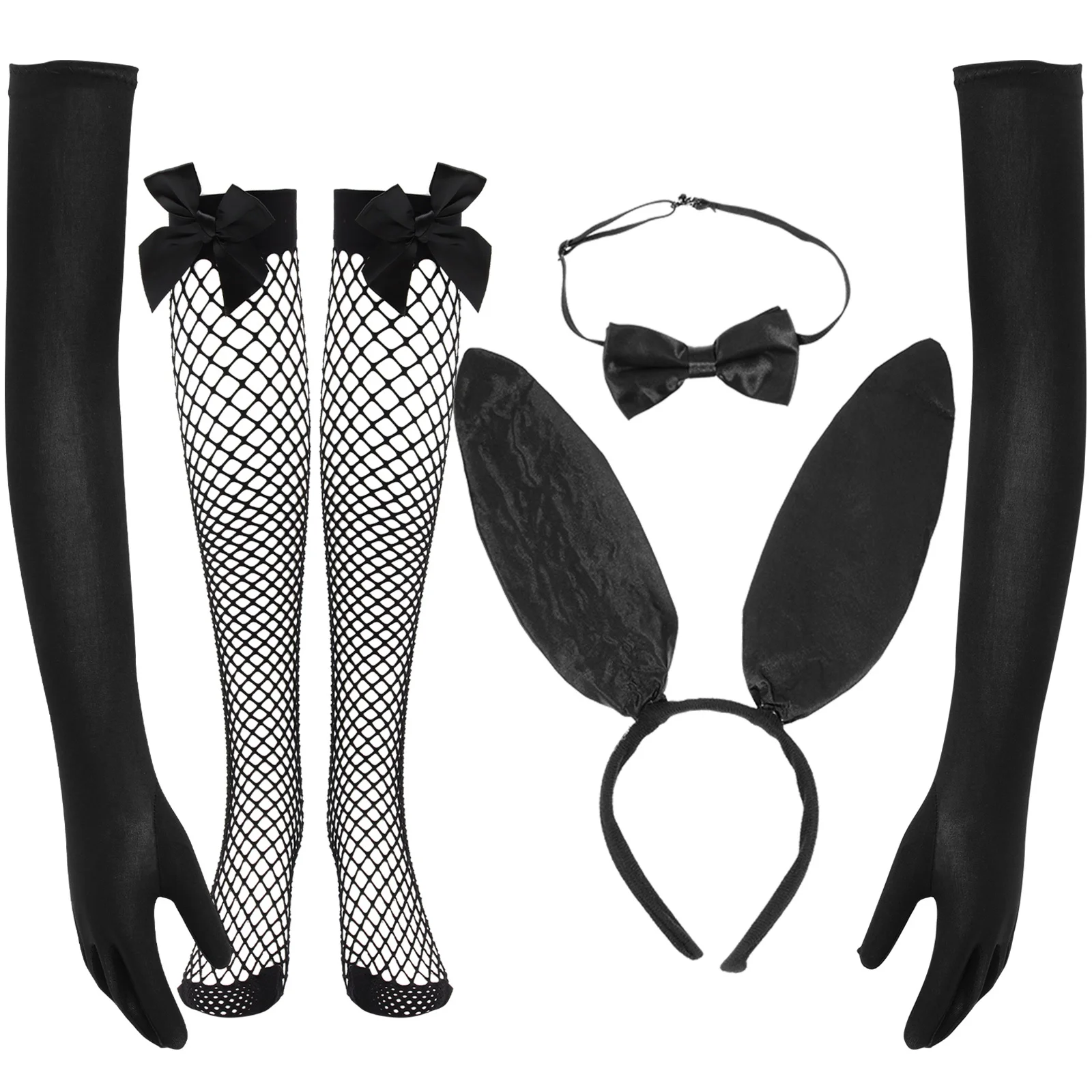 1 مجموعة آذان الأرنب عقال قفازات ربطة القوس فيونكة أرنب تأثيري حلي حفلة عيد الفصح هالوين الدعامة أرنب زي التبعي #5