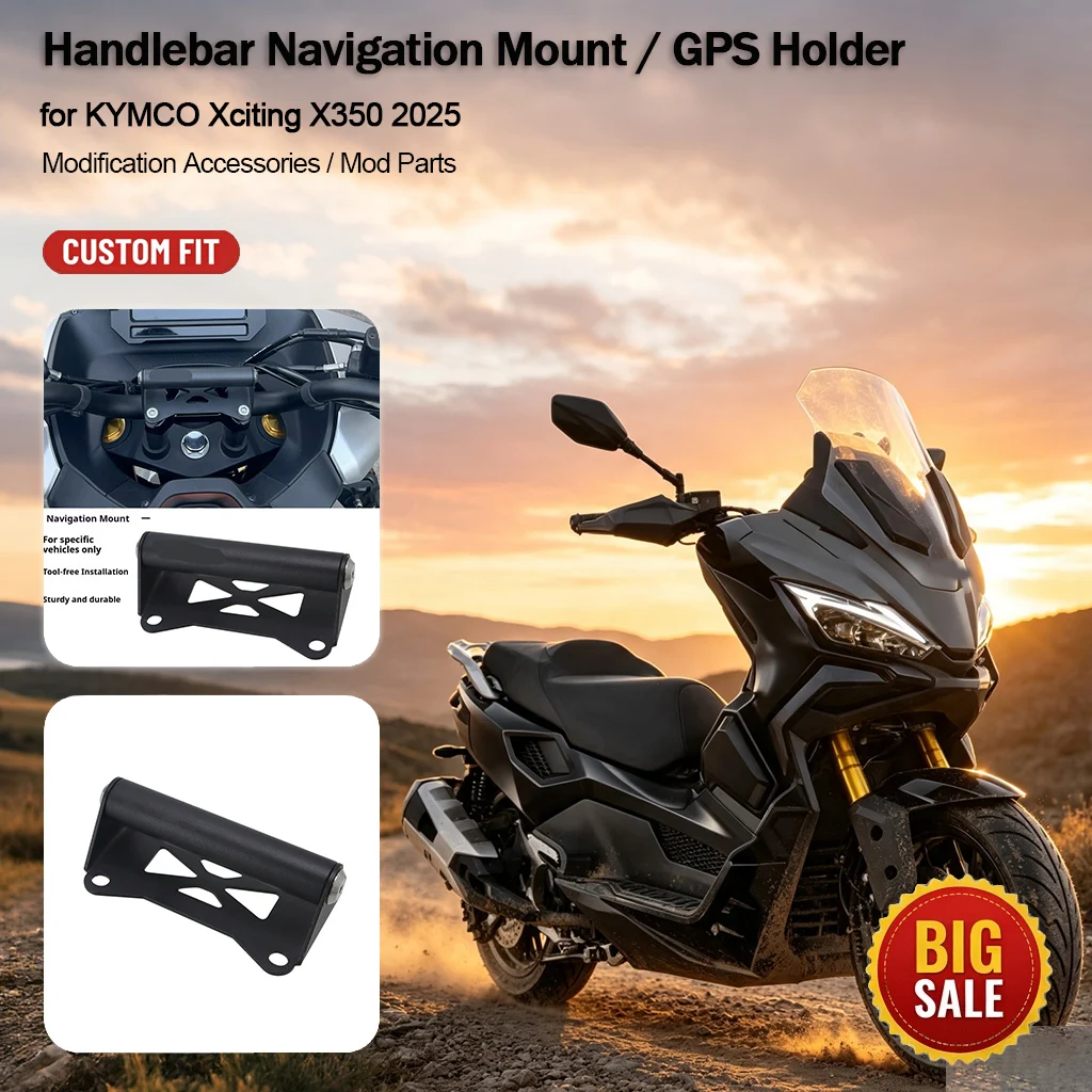 Aluminum Anti-Vibration Handlebar Phone GPS Mount Support for KYMCO Xciting X350 2025 Touring Scooter Parts