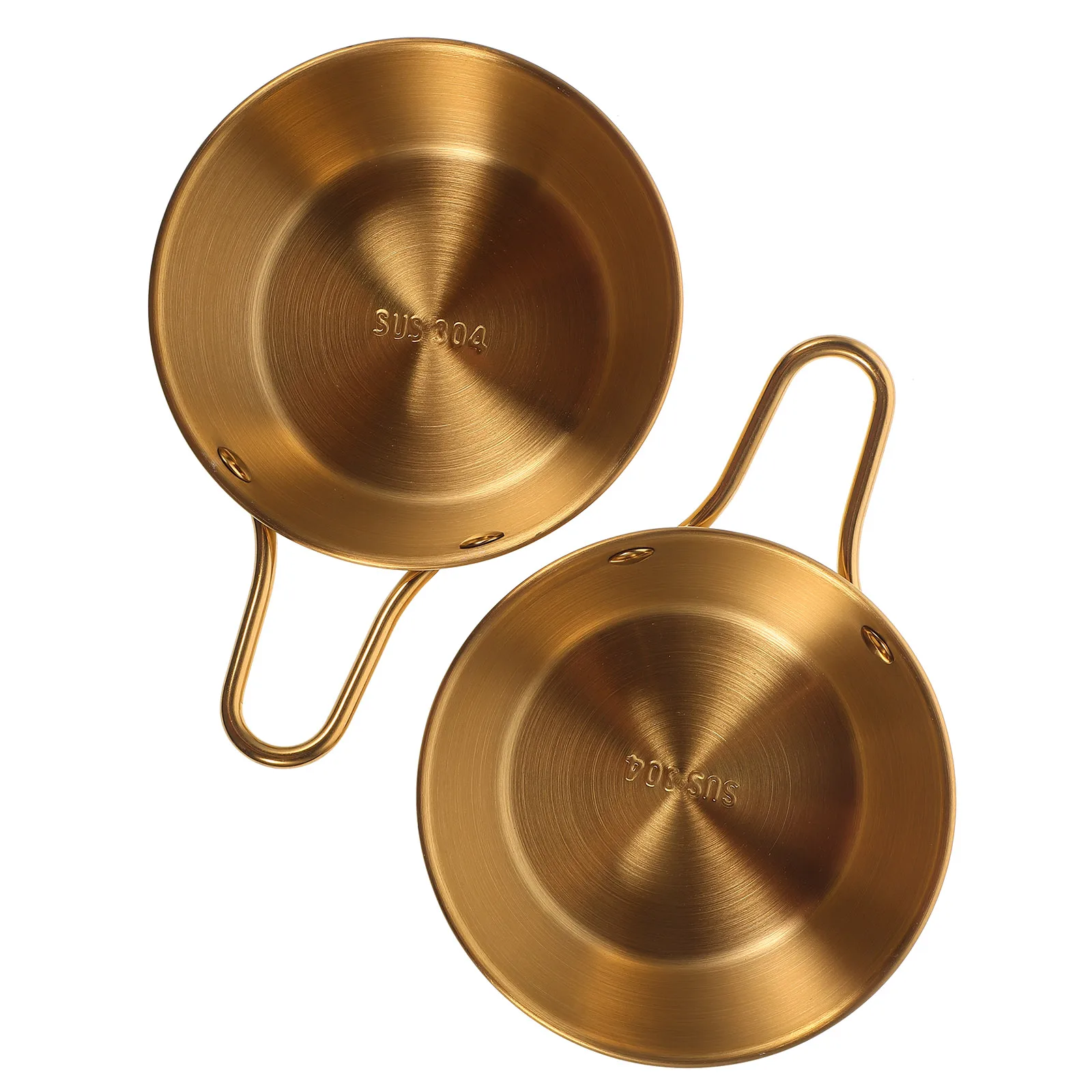 

2pcs Stainless Steel Camping Bowls with Handle for Outdoor Picnic 304 Material Golden Color Durable Rice Soup